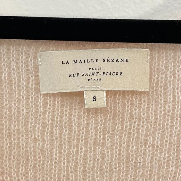 EUC Sézane Fride Alpaca Mohair Ruffle Cuff Sweater Blush Pink Small - Picture 5 of 6